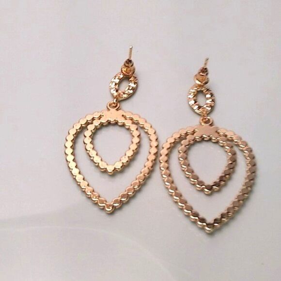 Clear Gem Pave'  Double Upside Down Teardrop Earrings - Picture 2 of 3